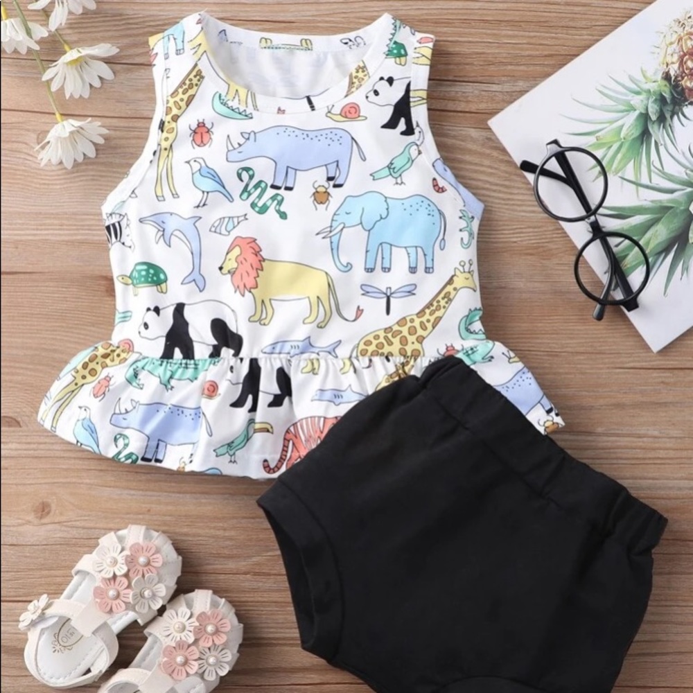 Two piece animal print outfit top & bottom